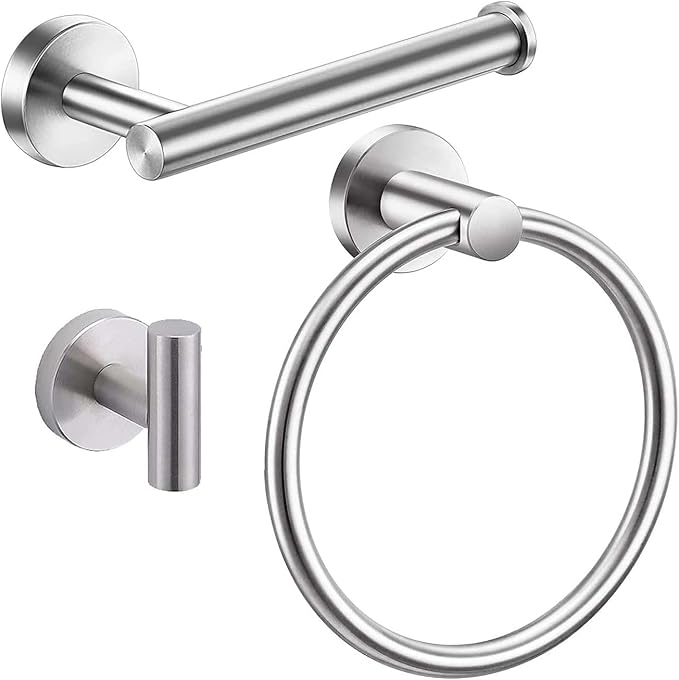Towel Ring Set 3 Pieces Bathroom Kit Accessories Restroom Towel Holder Toilet by Unknown