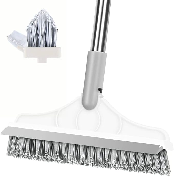 2 in 1 Floor Scrub Brush with V-Shape Stiff PVC Bristles, Stainless Steel Handle by CraftinAround