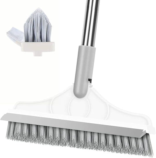 2 in 1 Floor Scrub Brush with V-Shape Stiff PVC Bristles, Stainless Steel Handle by CraftinAround