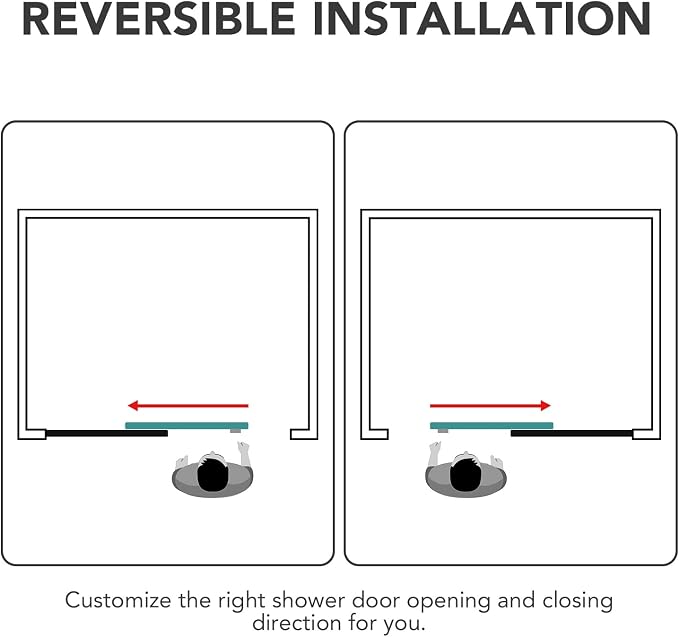 Sunrosa Semi-Frameless Tub Shower Door, 59-2/8"W ×60" H Single Sliding Shower - Image 7