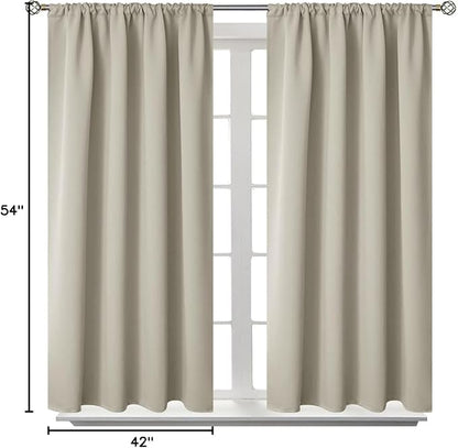 BGment Rod Pocket Blackout Curtains for Bedroom - Thermal Insulated Room Darkening Curtain for Living Room, Light Camel, 42 x 54 Inch, 2 Panels