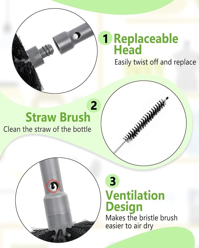 2-in-1 Bottle Brush Cleaner Kit Set, Long Water Bottle Cleaning Brushes - Image 4