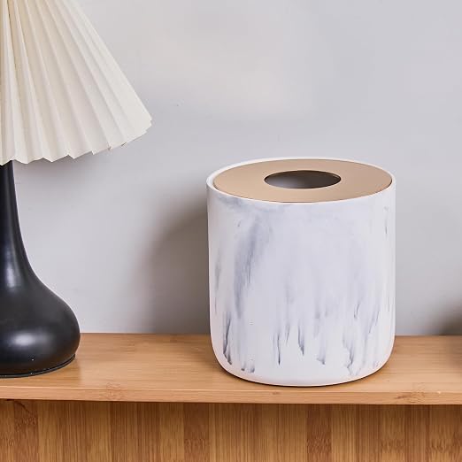 White Marble Textural Mini Trash Can - Image 7