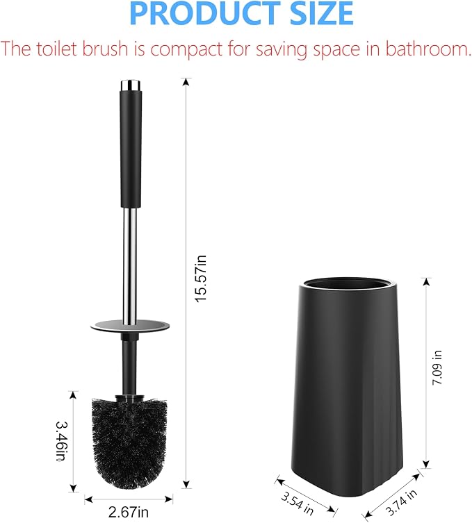 SetSail Toilet Brush, Compact Size Toilet Bowl Brush and Holder Toilet Brushes - Image 2