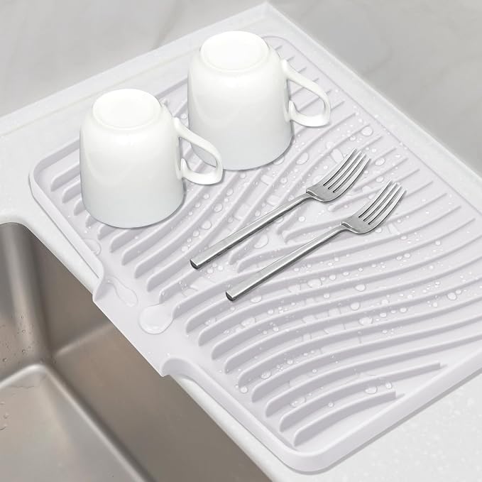 Silicone Dish Drying Mat for Kitchen Counter, Non-Slip Drain Pad by TIKNIKHomeOutdoor