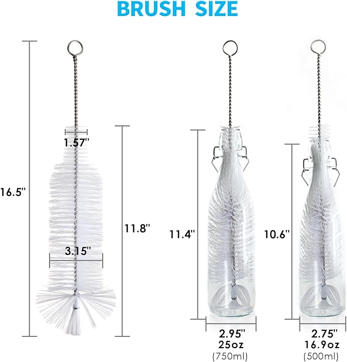 Bottle Brush-Ideal for Cleaning Narrow Neck Swing Top Glass, Kombucha Bottles - Image 2
