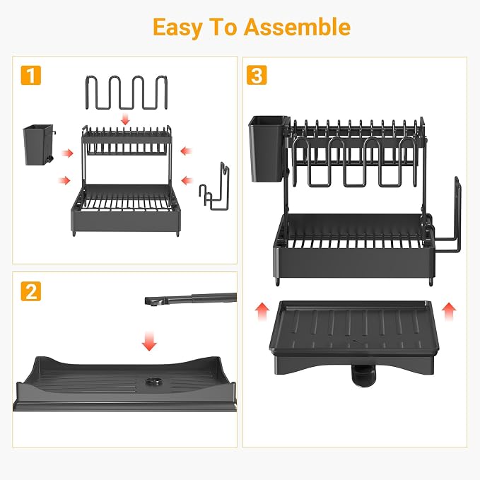 Extendable Dish Racks 16.3"-21.6" L x 16.7" W, Stainless Steel Dish Drying Rack - Image 5