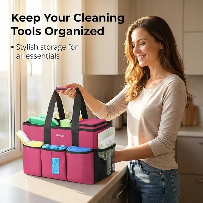 Ytonet Cleaning Caddy Bag, Large Cleaning Supplies Organizer - Image 2