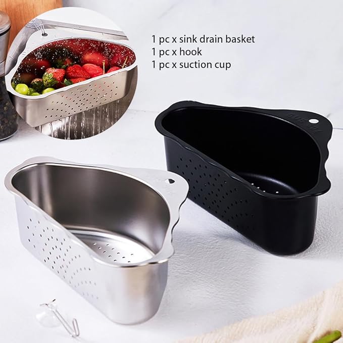 Triangle Sink Drainer Basket, Stainless Steel Triangular Sink Drain Shelf - Image 3