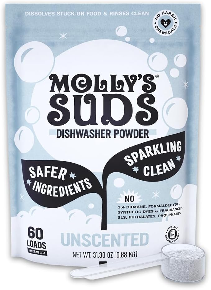 Molly's Suds Dishwasher Powder | Clean Dishwasher Detergent, Cuts Grease & by MollysSuds