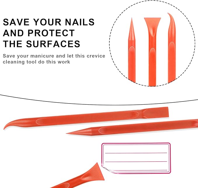 9 Pieces Plastic Scraper, No-Scratch Paint Scraper Tool Portable Car Crevice - Image 3