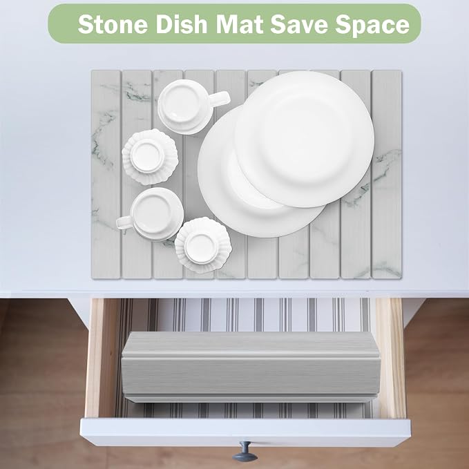 Stone Dish Drying Mat for Kitchen Counter, Versatile Stone Drying Mats for Cups - Image 5