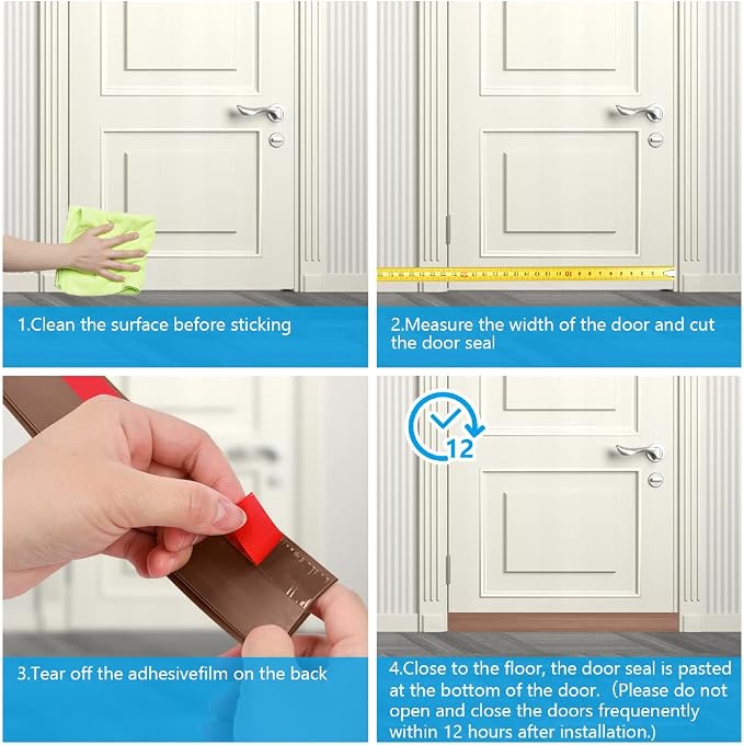 Ainiv 2 Pack Door Draft Stopper Under Door Seal, Adhesive Under Door Sweep - Image 7