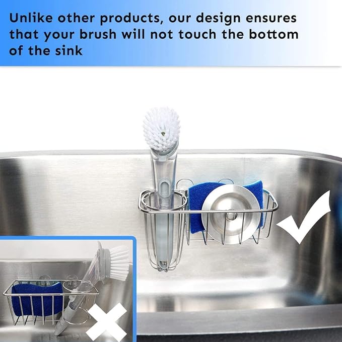 HULISEN 3-in-1 Sponge Holder for Kitchen Sink - Image 3