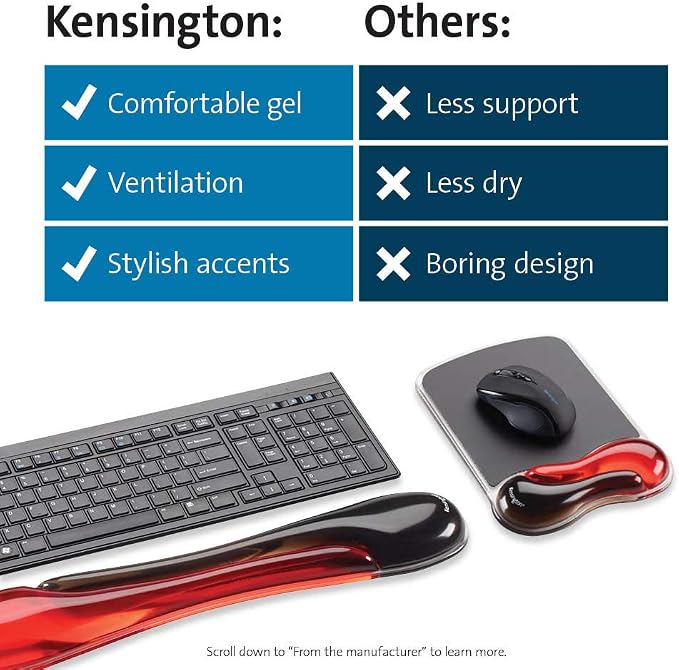 Kensington Duo Gel Mouse & Keyboard Wrist Rest Bundle Set, Ergonomic Keyboard - Image 7
