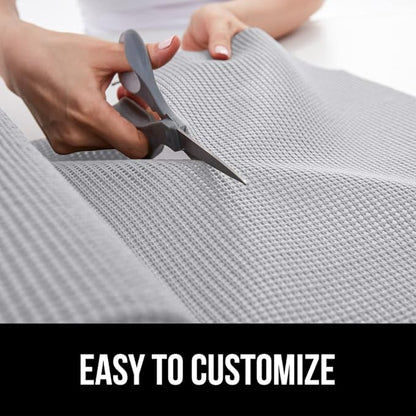 GORILLA GRIP powerGRIP Drawer Shelf and Cabinet Liner, Thick Strong Hold, Non-Adhesive Liners Protect Kitchen Cabinets and Cupboard, Bathroom Drawers, Easy Install, Breathable Mat, 17.5" x30', Lt Gray