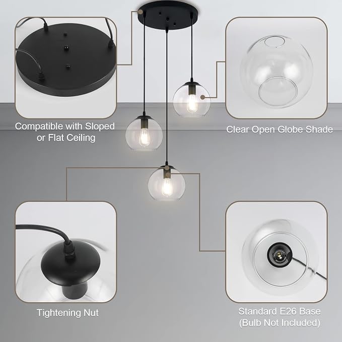 Globe Pendant Light, Modern Hanging Lighting Fixture, Classic Cluster Chandelier - Image 4