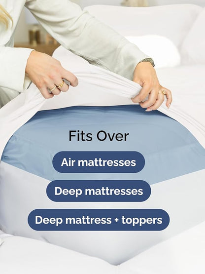 Extra Deep Pocket Split King Sheets - 5 Piece Breathable Cooling Bed Sheets - Hotel Luxury Sheet Set - Soft, Wrinkle Free & Comfy - Easily Fits Extra Deep Mattresses - Deep Pocket Antique White Sheets