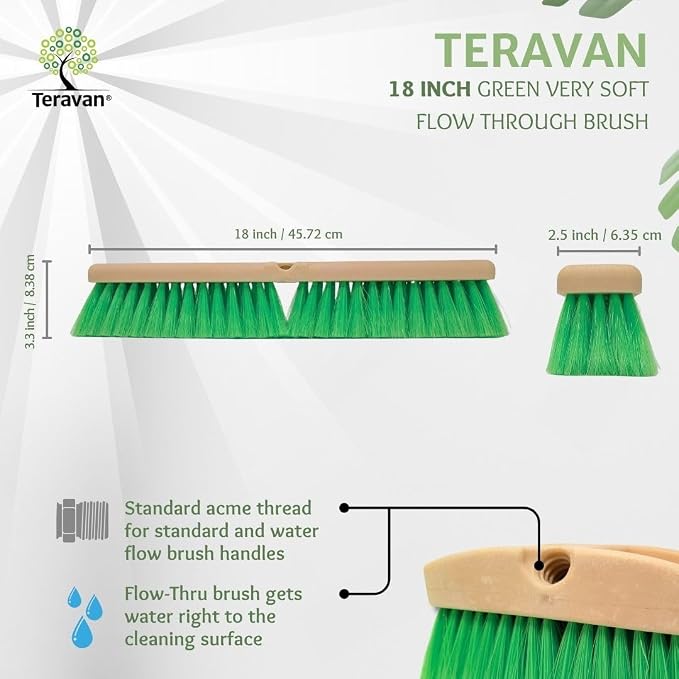 Teravan Green Flow Through Brush Head, 18-Inch Extra Soft Bristle Brush - Image 3