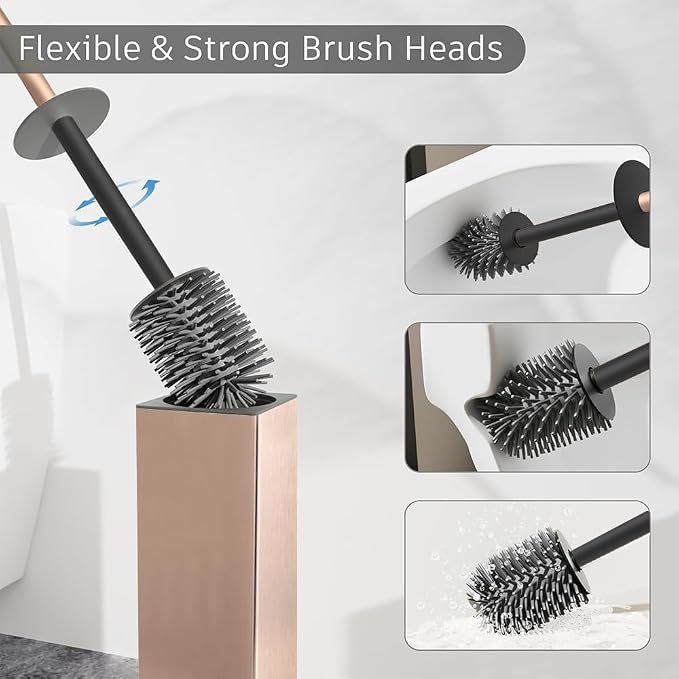 BGL Standing Toilet Brush and Holder Rose Gold Aluminium Toilet Bowl Cleaner - Image 5