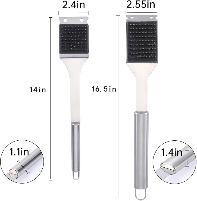 2 Pack Grill Brush and Scraper, 16.5” & 14” Wire BBQ Grill Brush - Image 2