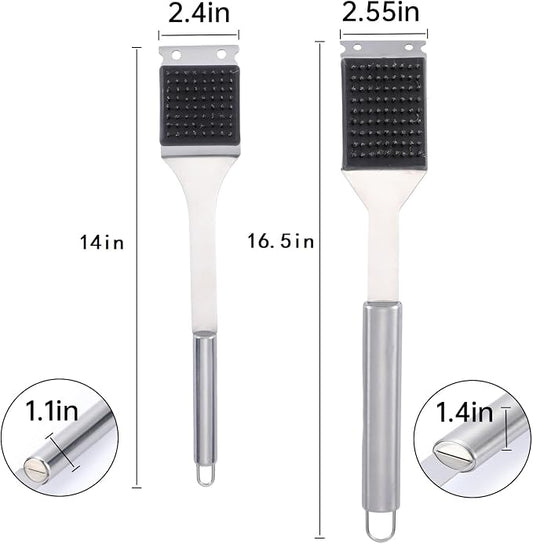 2 Pack Grill Brush and Scraper, 16.5” & 14” Wire BBQ Grill Brush - Image 2
