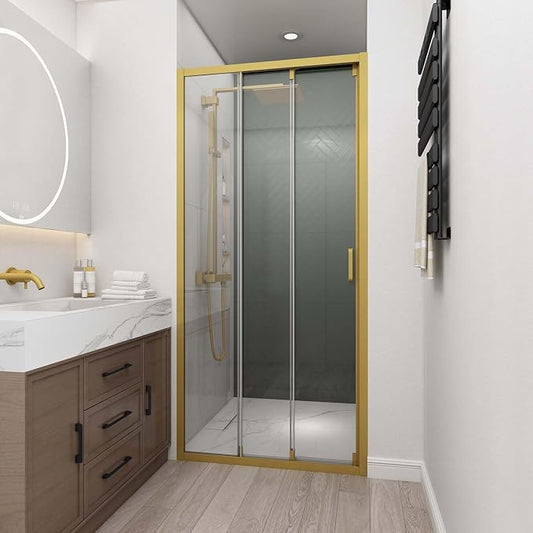 36" W x 78" H 3-Panels Sliding Shower Door, Shower Door Clear 6mm Tempered Glass by BathlinkBathroom