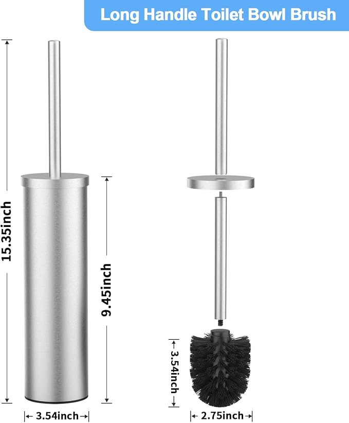 Stainless Steel Toilet Brush and Holder Set Wall Mount Heavy Duty Toilet Bowl - Image 7