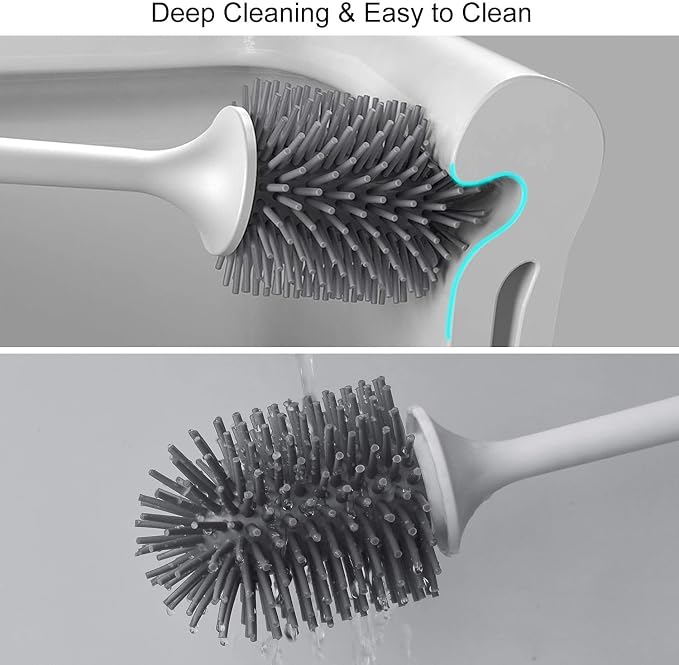 Lefree 3 Pack Silicone Toilet Bowl Brush and Holder Set - Image 2