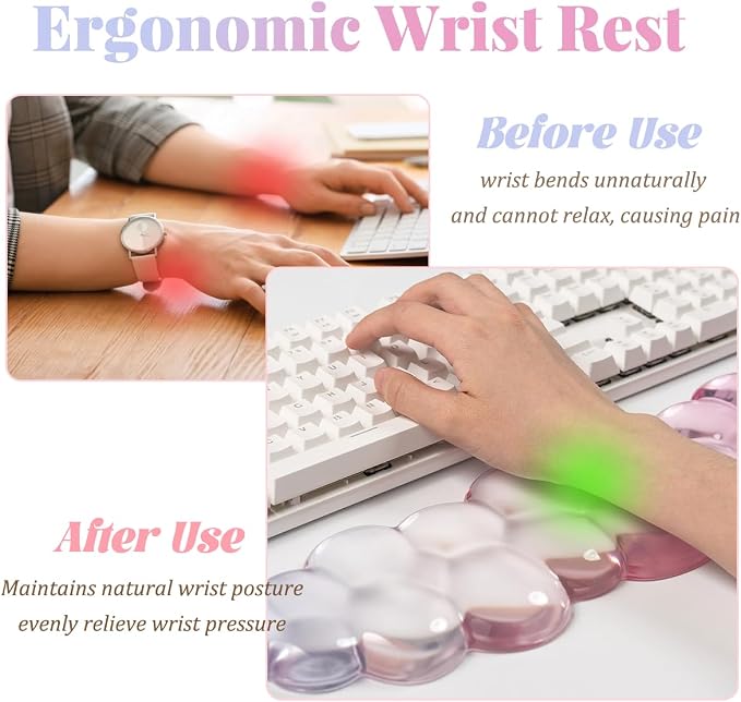 Gel Keyboard Wrist Rest Cloud Set, - Image 4