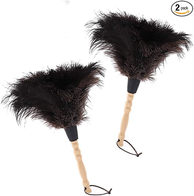 Natural Black Ostrich Feather Duster, 2 Packs, Car Duster Interior/Exterior by Midoneat