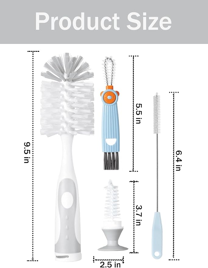 5 in 1 Cleaning Brush Set, Anivona Bottle Brush Cleaner, Water Bottle Brushes - Image 2