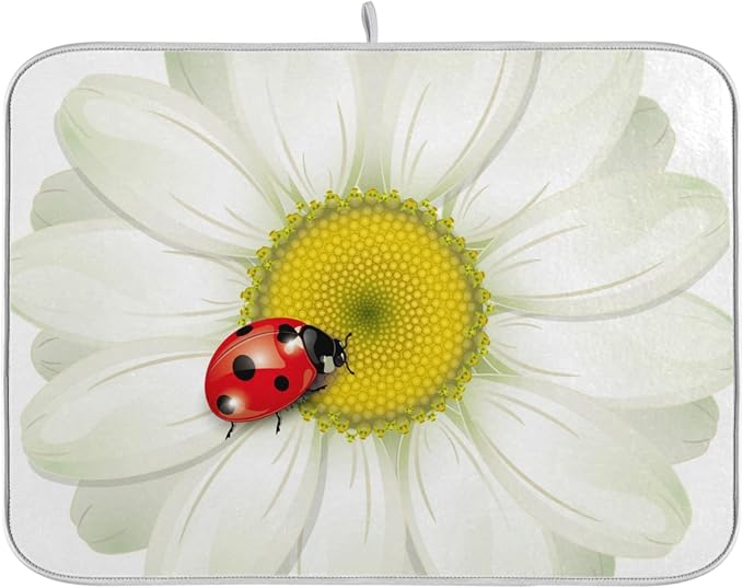 Tarity White Daisy Dish Drying Mat by Unknown