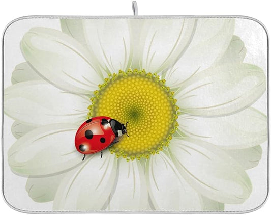 Tarity White Daisy Dish Drying Mat by Unknown