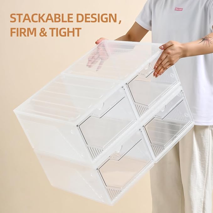 Modular XX-Large Shoe Organizer, Shoe Storage Organizer, 10 Pack Shoe Box Clear - Image 4