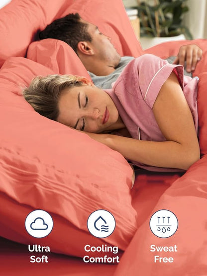 Extra Deep King Fitted Sheet - Hotel Luxury Single Fitted Sheet Only - Easily Fits 18 inch to 24 inch Mattress - Ultra Soft, Wrinkle Free w/Extra Deep Pockets - Easy-Care, Breathable & Comfy - Coral