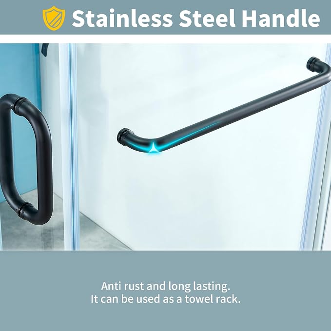 56-60" W x 76" H Frameless Sliding Shower Door, Frameless Shower Door, Shower - Image 8