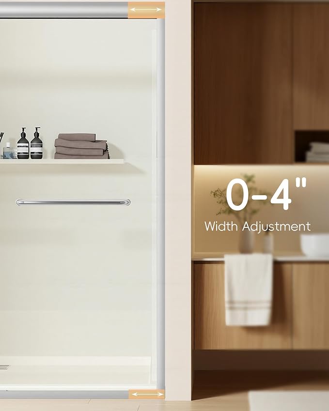 Shower Door 56-60'' W x 72'' H Semi-Frameless & Double Sliding, 1/4 inch - Image 5