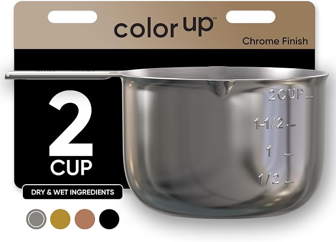 Color Up 2 Cup Measuring Cup, 480ml Stainless Steel Metal, Easy-Pour Spouts by ColorUpCollection