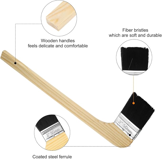 HARFINGTON Paint Brush 3Pcs 2" Brush Width Reusable Variety Angled Bend Brushes - Image 4