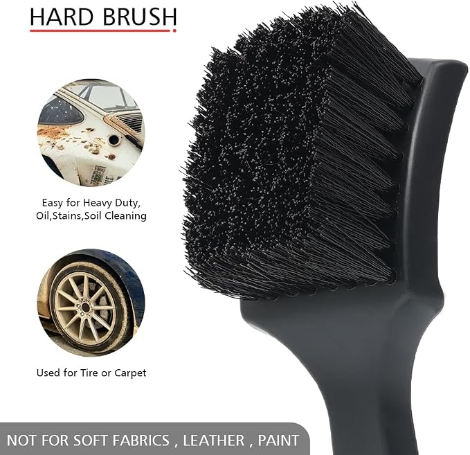 9pcs Detailing Brush Set, Interior Cleaning Brush, Steel Wire & Tire Brush - Image 3