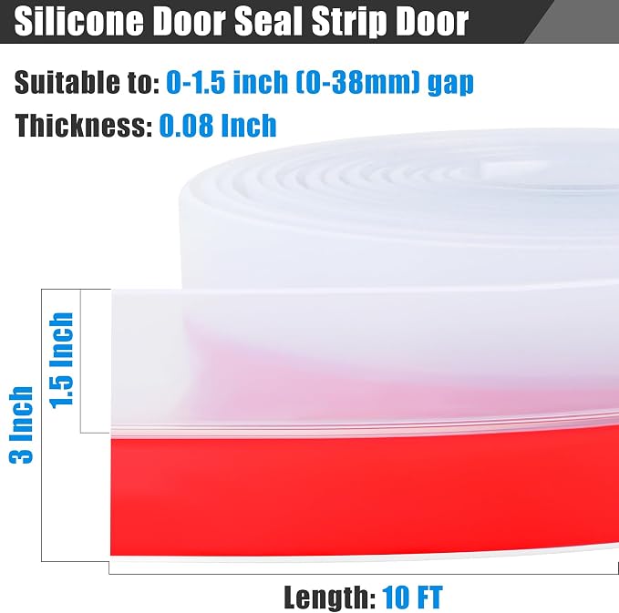 Draft Seal Tape for Doors and Windows 3 in x 10 Ft Silicone Weather Stripping - Image 2
