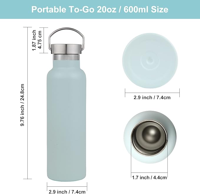 Neihepal Fog Stainless Steel Water Bottles, 20 Ounce Vacuum Insulated Double - Image 5