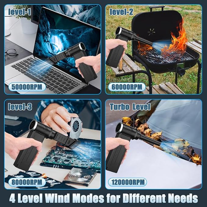Cordless Electric Air Duster: 120, 000 RPM High-Speed 4-Speed Adjustable Blower - Image 5