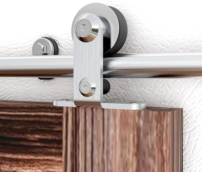TSMST 9.6FT Sliding Barn Door Hardware Kit, Top Mount Stainless Steel Heavy - Image 3