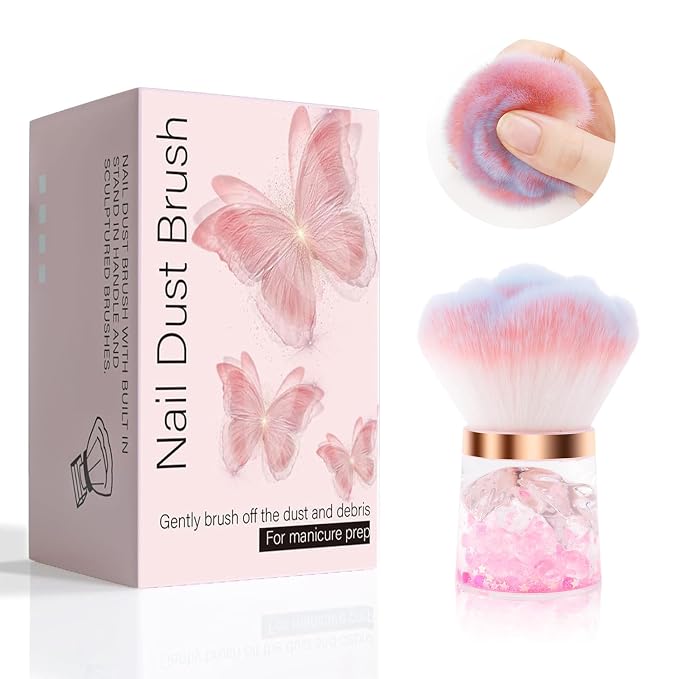 ANGNYA Nail Dust Brush, Rose Nail Art Dust Powder Remover Brush - Image 2