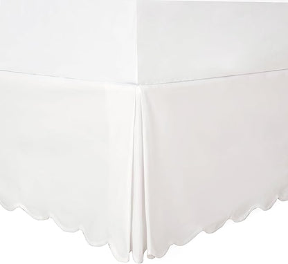HIG Off-White Chic Twin XL Bed Skirt - Easy Fit Scallop Edge Pleated Bedskirts, 14 Inch Drop Anti-Slip Dust Ruffle, Thick Fabric for Enhanced Privacy, Pre-Washed for Long-Lasting Use(N60022)