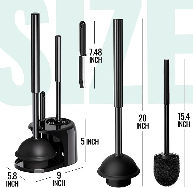 4PACK 3 in 1 Toilet Brush and Plunger Set - Image 7