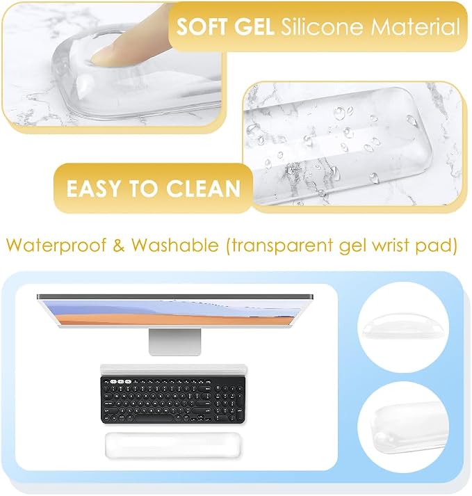 Soft Keyboard Wrist Rest Pad 14.37IN Comfortable Cool Silicone Cushion Typing - Image 3