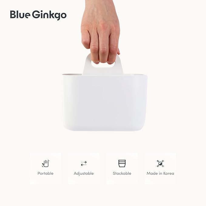 BLUE GINKGO Small Stackable Organizer Caddy – Korean-Made Portable Tote - Image 5